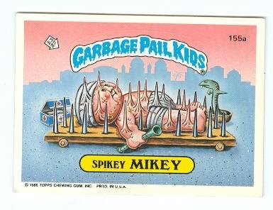 Vintage 1986 Topps Garbage Pail Kids #155a Spikey Mikey Sticker Trading Card - Collectible 80s Nostalgia for Card Collectors & Pop Culture Fans