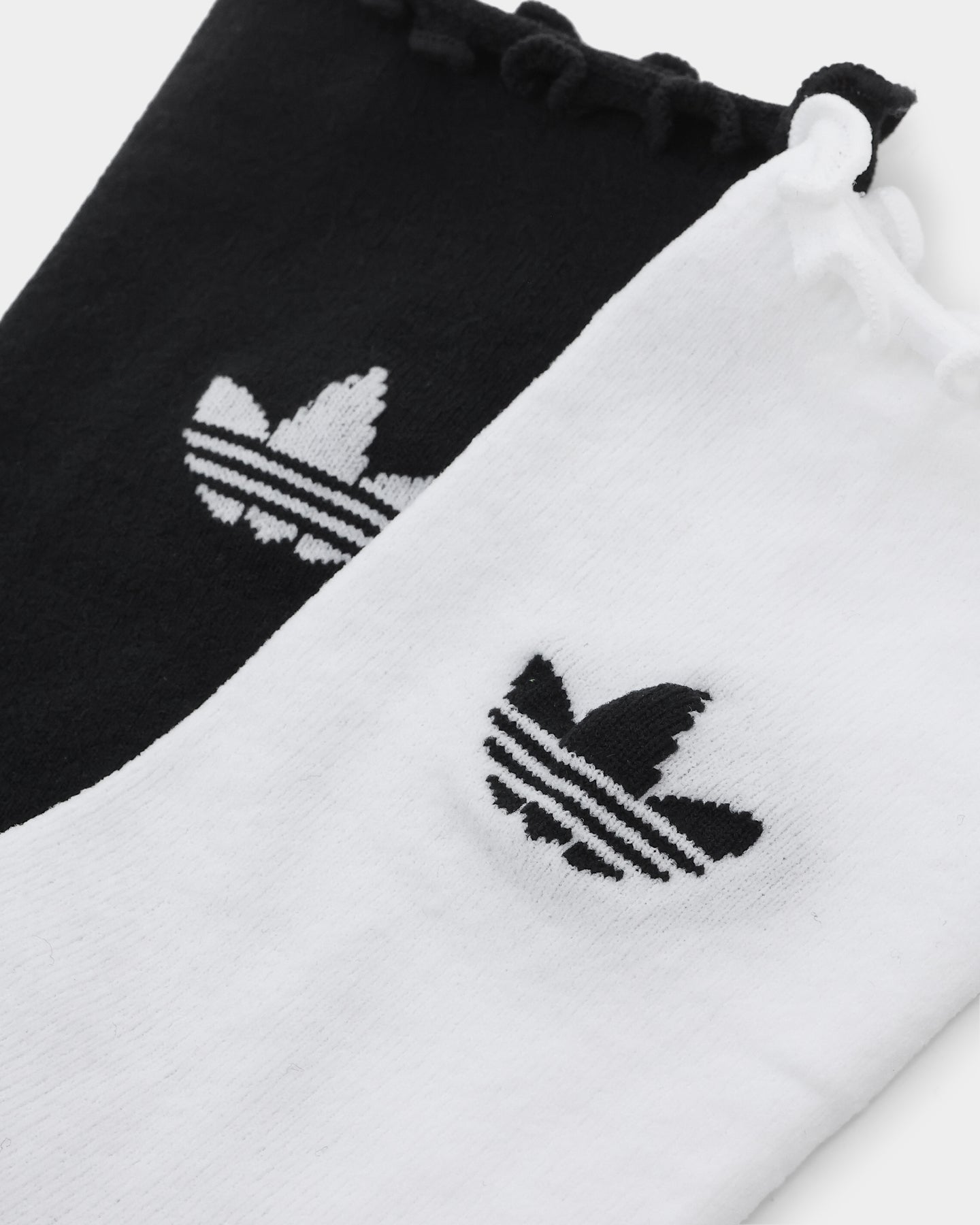 Adidas Women's Ruffle Crew Socks 2-Pack (White/Black) - Comfortable Athletic Socks for Running, Workout & Casual Wear