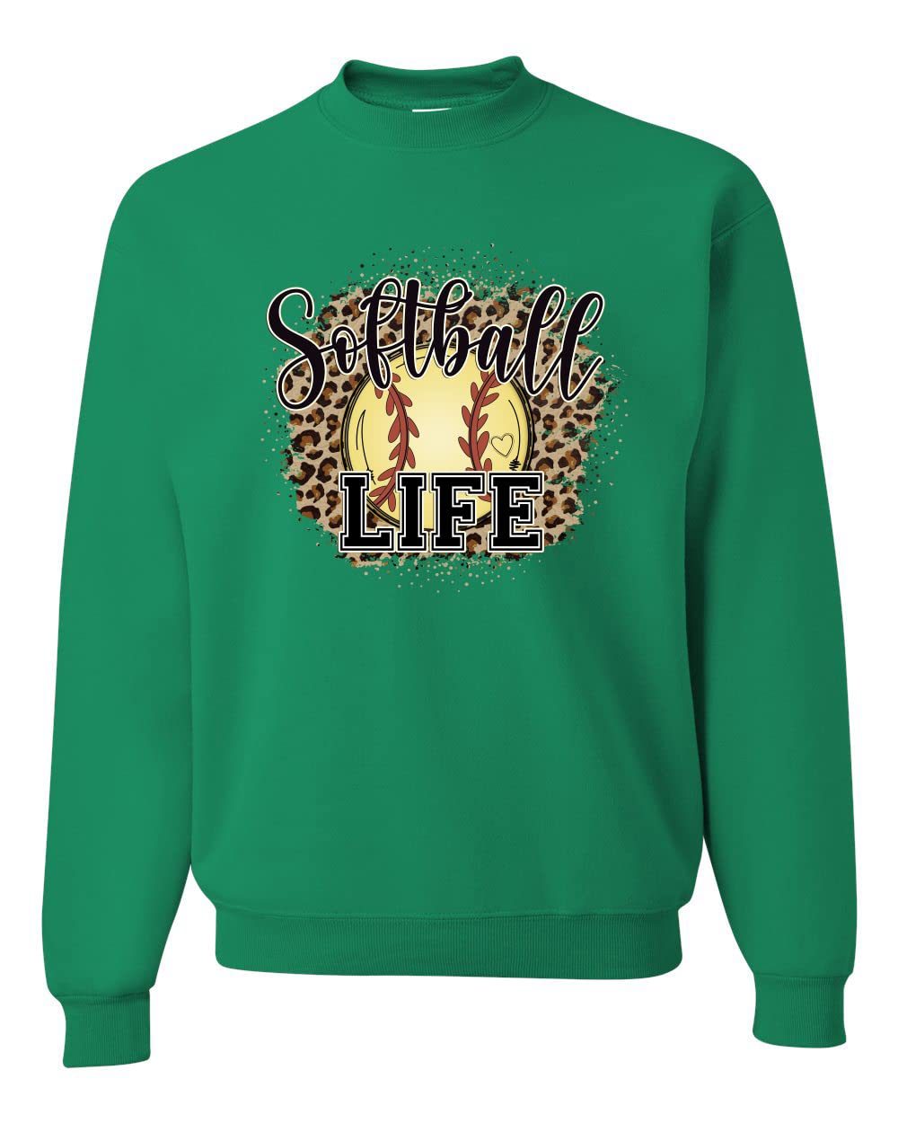Wild Bobby Softball Life Animal Print Graphic Sweatshirt - Unisex Crewneck Pullover for Girls & Boys - Perfect for Sports, School & Casual Wear
