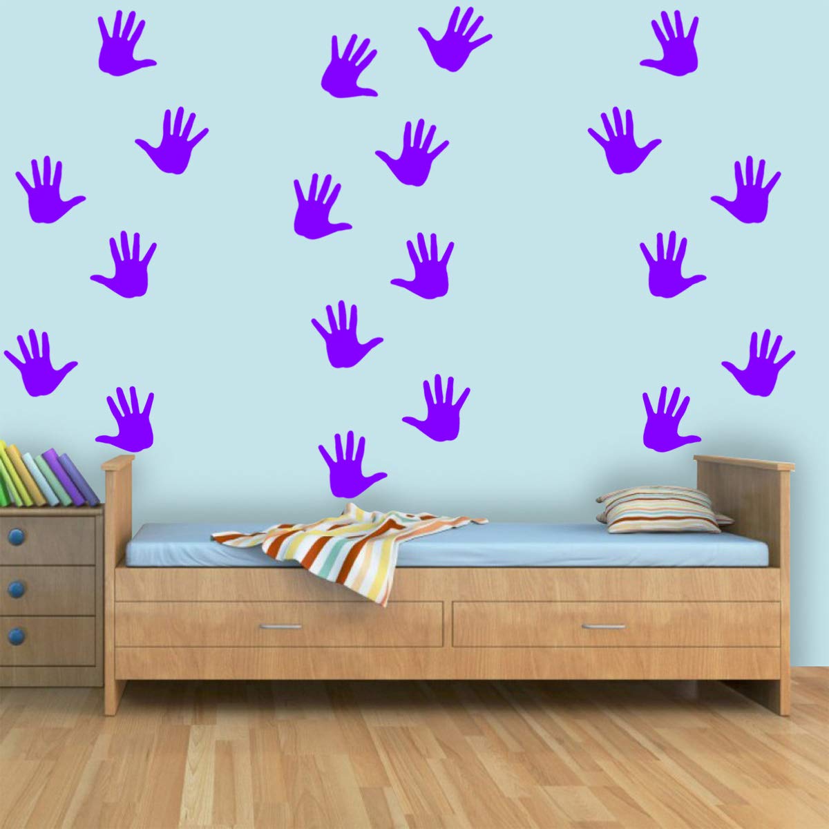 VWAQ Peel and Stick Handprint Wall Decals - 20 PCS Removable Floor & Wall Stickers for Kids Room Decor (Purple) - Perfect for Nursery, Playroom, Classroom & DIY Home Decor Projects