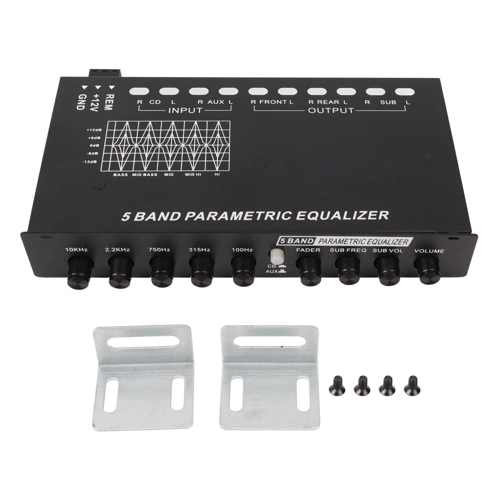 5-Band EQ Car Audio Amplifier - Adjustable Bass Treble Midrange Control for Enhanced Sound | Perfect for Car Stereo Upgrades & Custom Audio Systems