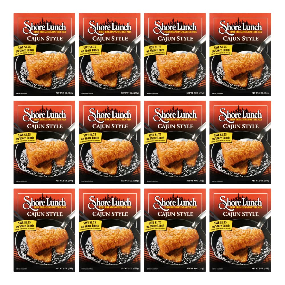 Shore Lunch Cajun Style Fish Breading Batter Mix - 9 Ounce (Pack of 12) | Perfect for Frying Fish, Shrimp & Seafood | Great for Outdoor Cooking, Camping & Family Meals