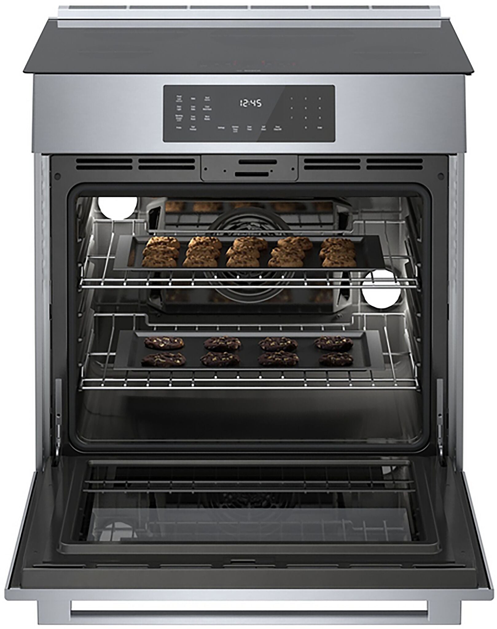 Bosch 30 Inch Stainless Steel Slide-In Induction Range with Convection Oven - 4.6 Cu.Ft Capacity (Model HII8057C) - Perfect for Modern Kitchens & Professional Cooking
