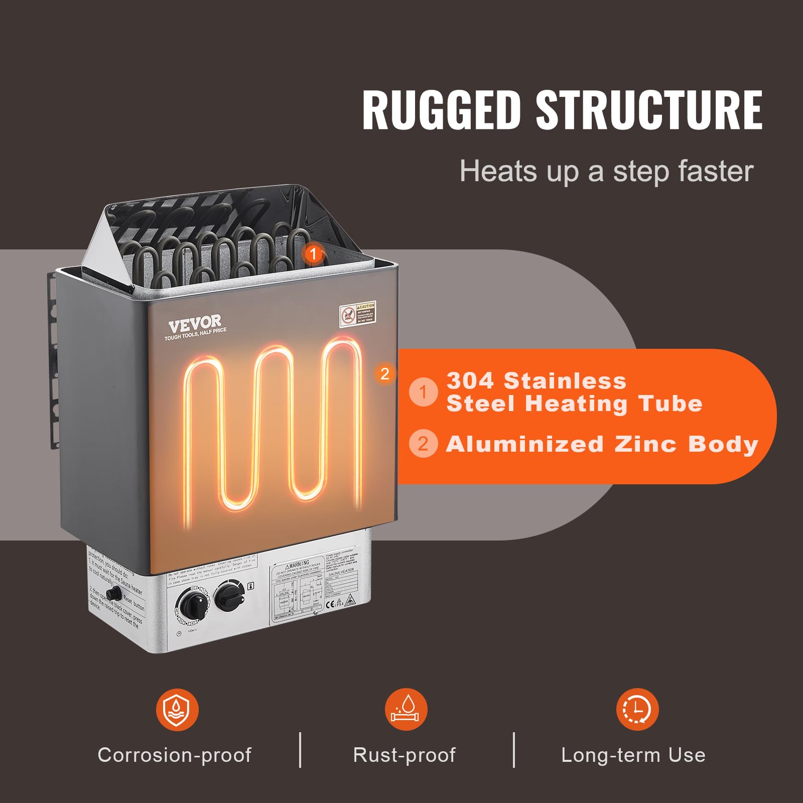 VEVOR 9KW Electric Sauna Heater with Built-in Controls, 3h Timer & Adjustable Temperature - for Home, Hotel, Spa (Max 317-459 Cubic Feet, 220V, FCC Certified) | Perfect for Relaxation, Detox & Muscle Recovery