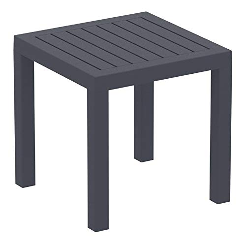 Modern Square Resin Patio Side Table - Dark Gray Outdoor Coffee Table | Weather-Resistant & Lightweight | Perfect for Poolside, Garden, Deck, and Patio Furniture