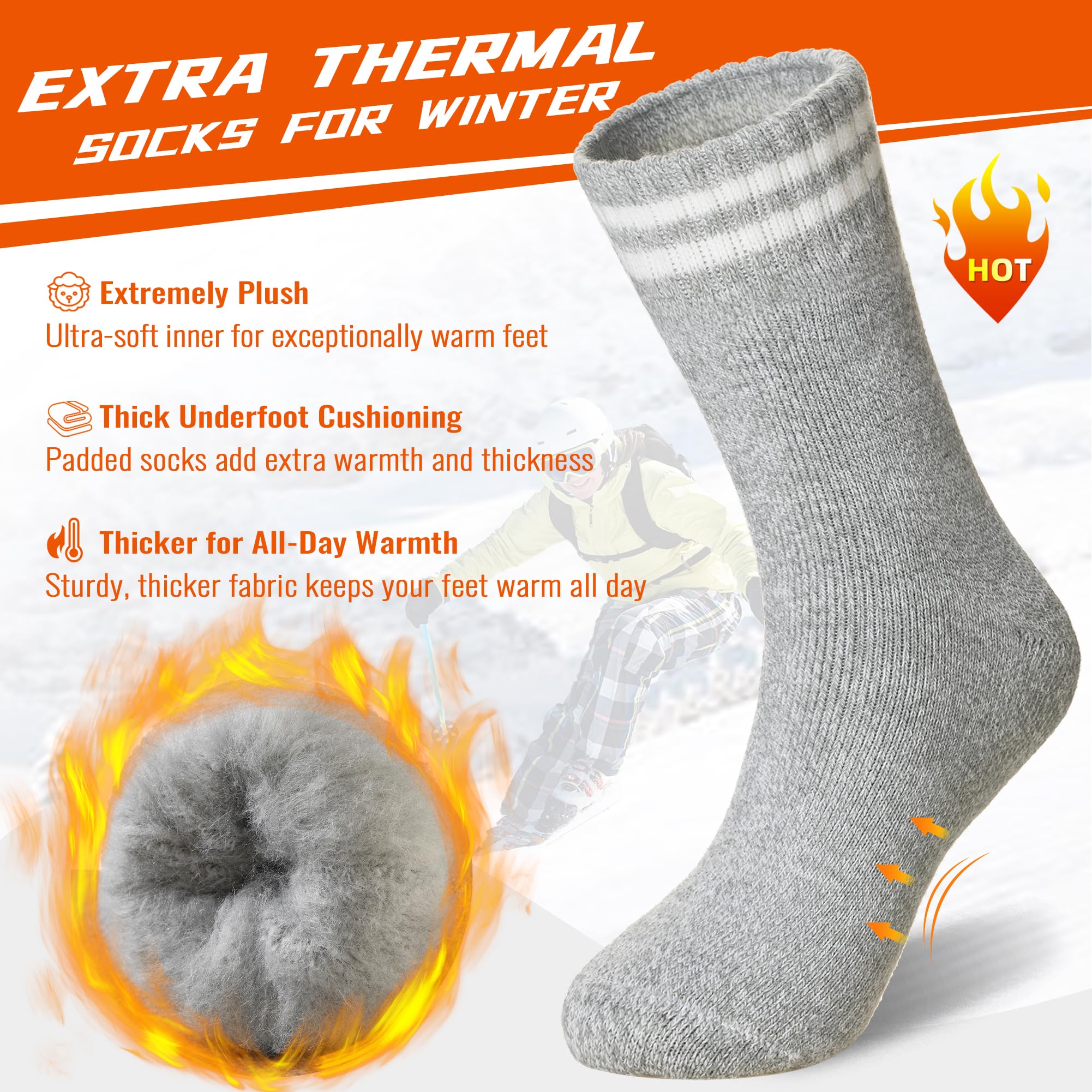 DoSmart Women's Thermal Ski Socks - 3 Pairs for Winter & Cold Weather Hiking