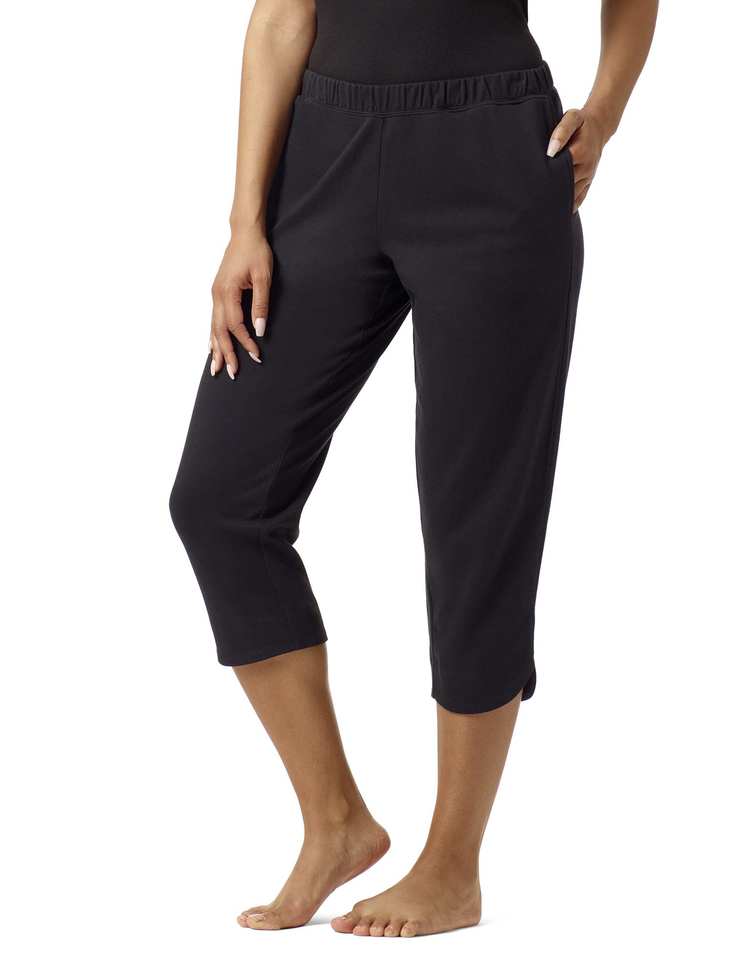 HUE Women's Cropped Lounge Pants with Tulip Hem - Soft Comfortable Yoga Pants for Women, Casual Workout Pants, Perfect for Home, Yoga & Relaxation