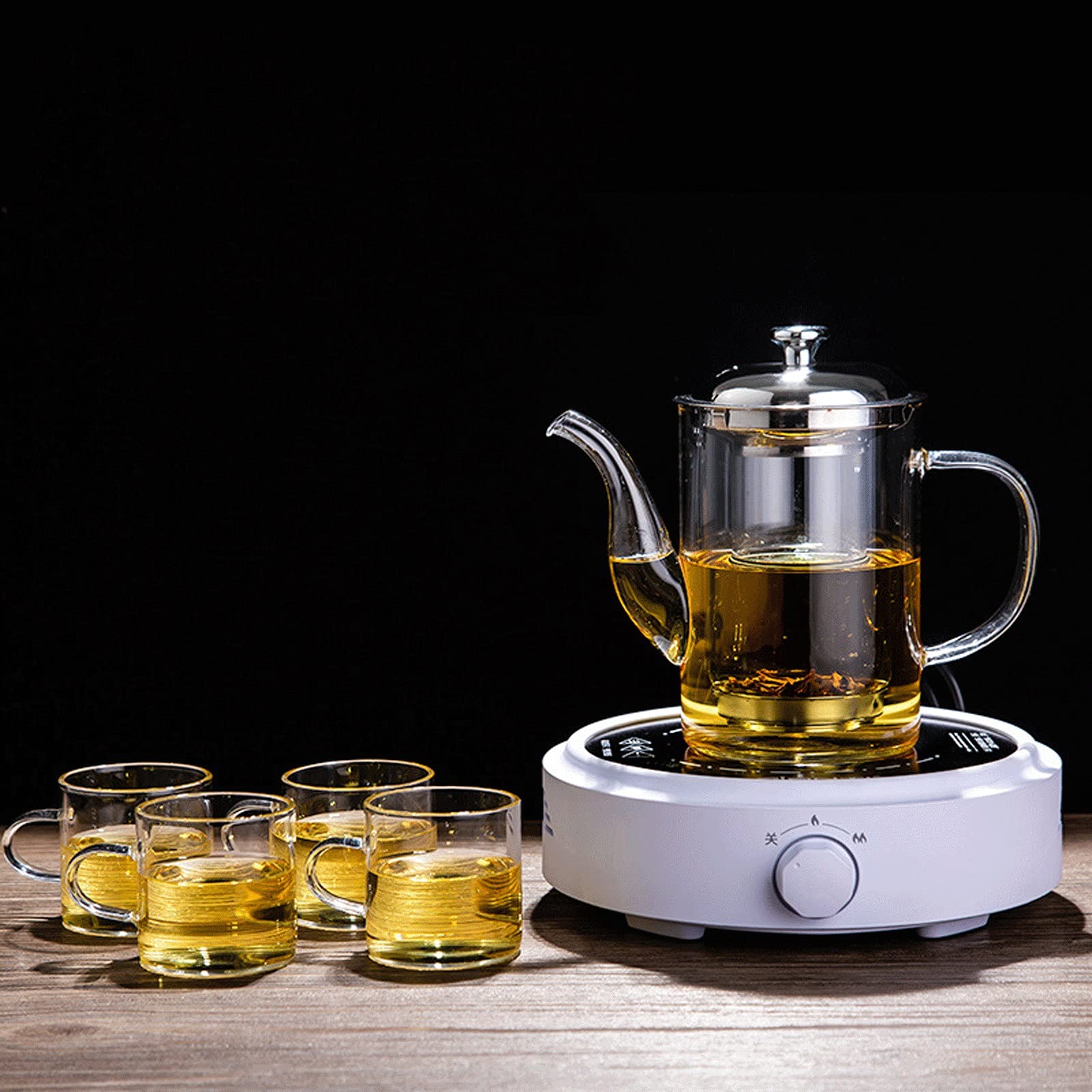 Premium Glass Teapot with Removable Stainless Steel Infuser - 800ML Stovetop Safe Tea Kettle for Loose Leaf Tea - Ideal for Home, Office & Gift Giving - Perfect for Relaxing Tea Time, Meditation or Afternoon Tea Parties (Color: D)