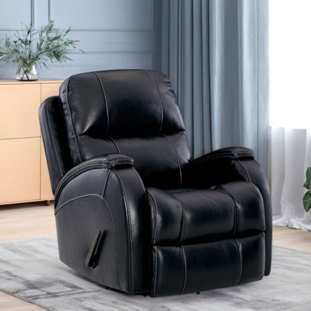 Phantom Leather Swivel Glider Recliner Chair - 360° Rotating Power Lift Massage Recliner for Living Room, Home Theater & Office Comfort