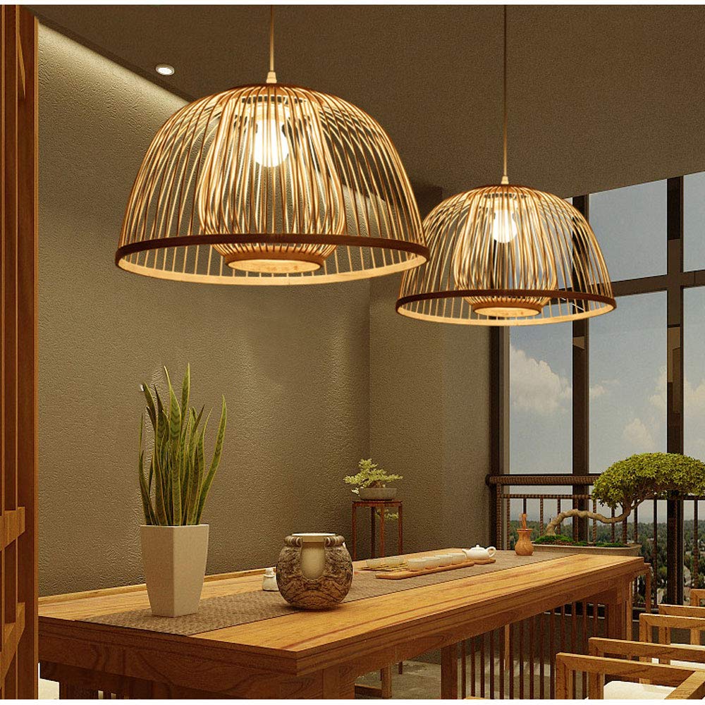 Japanese Style Creative Bamboo Chandelier - E27 Single Head Pendant Light for Dining Room, Cafe, Bar & Club - Natural Interior Decoration Hanging Lamp - Perfect for Boho, Zen & Asian Inspired Home Decor