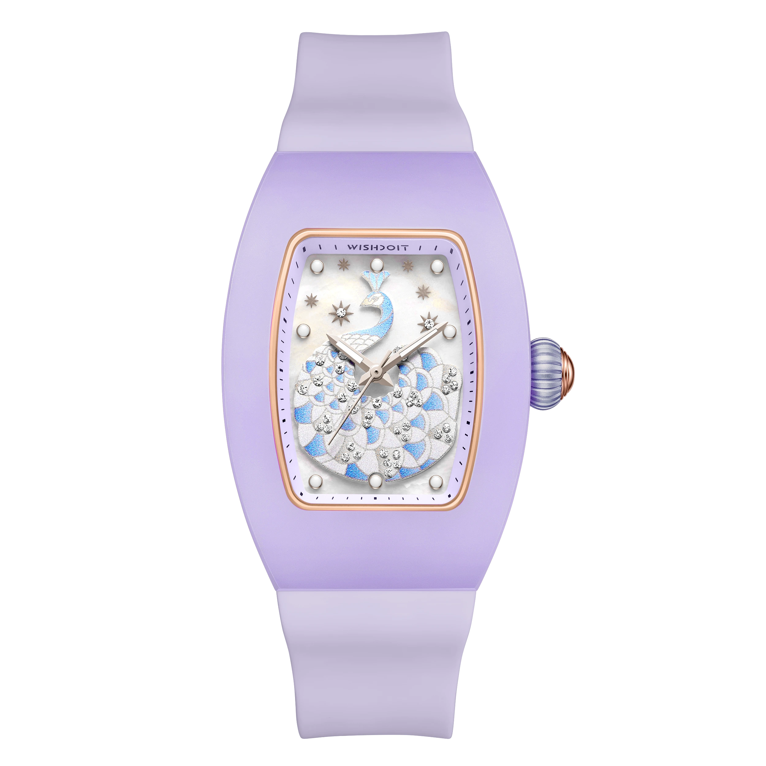 Elegant Peacock Plume Women's Quartz Watch - Ceramic Tonneau Case with 3D Peacock Dial - Perfect for Office, Party & Special Occasions