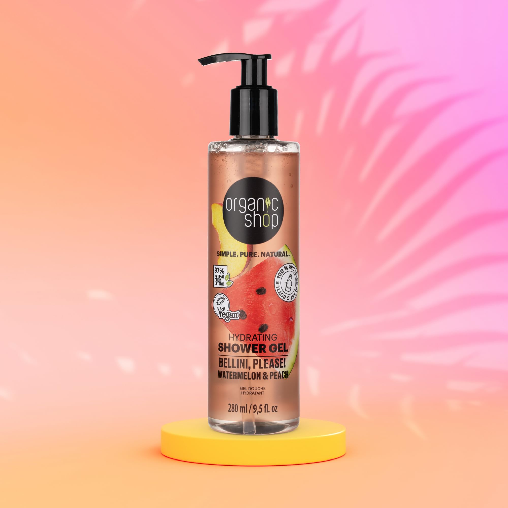 Watermelon & Peach Body Wash - Hydrating Shower Gel for Dry Skin | 100% Vegan & Organic Deep Moisturizing Cleanser | Nourishing Body Wash 9.5 Fl Oz | Perfect for Daily Shower & Spa Day Relaxation