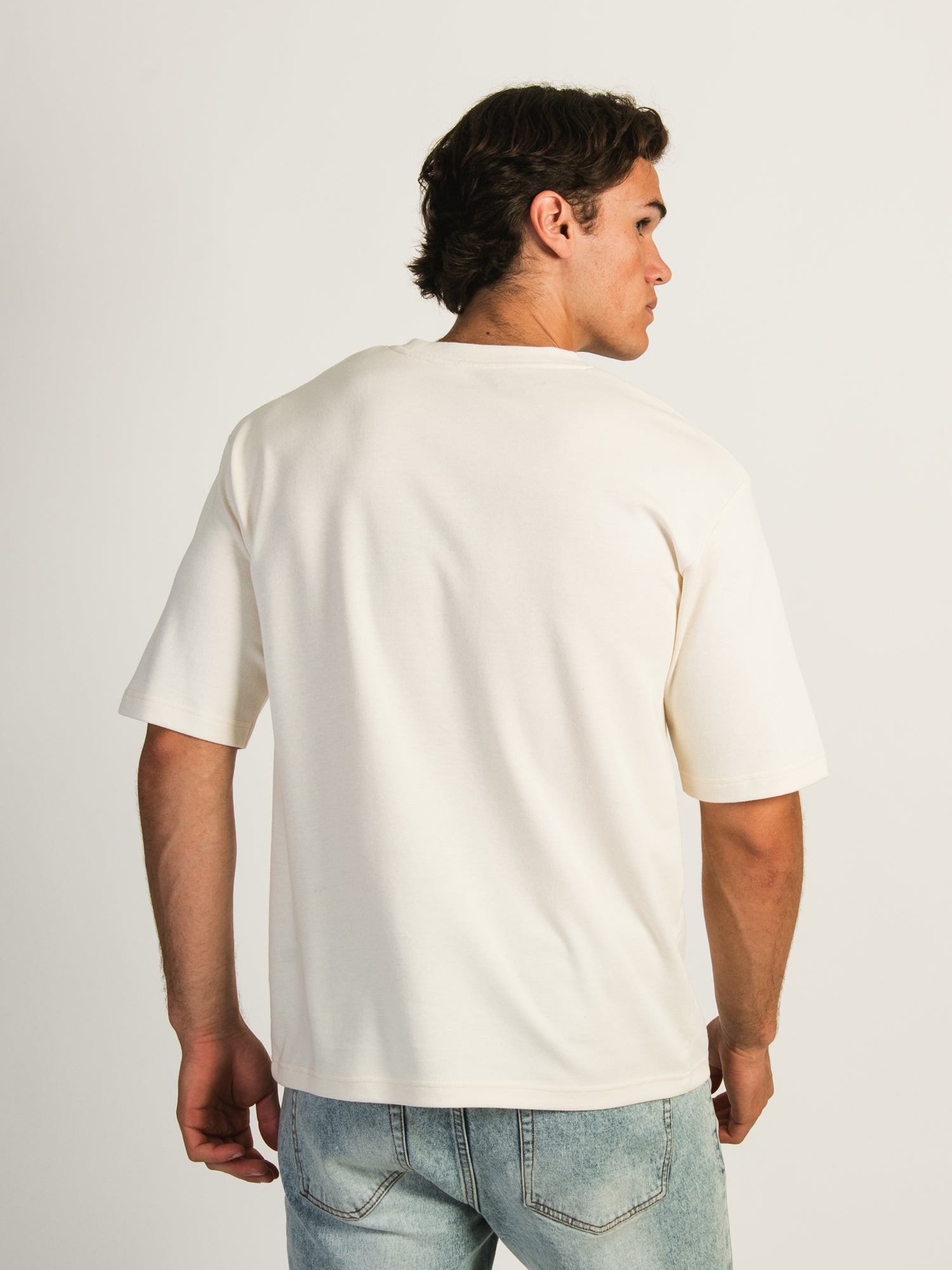 BOXY FIT TEE in Cream Color - Women's Oversized Cotton T-Shirt for Casual Wear & Everyday Outfits