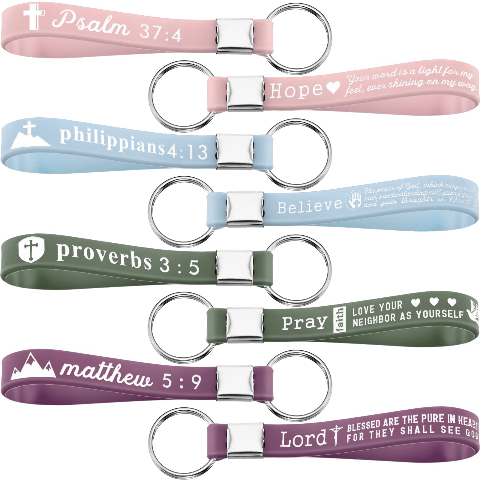 24 Pcs Christian Bible Keychains with Scripture Verses - Inspirational Religious Keychain Set for Church Gifts, Bible Study, and Daily Encouragement