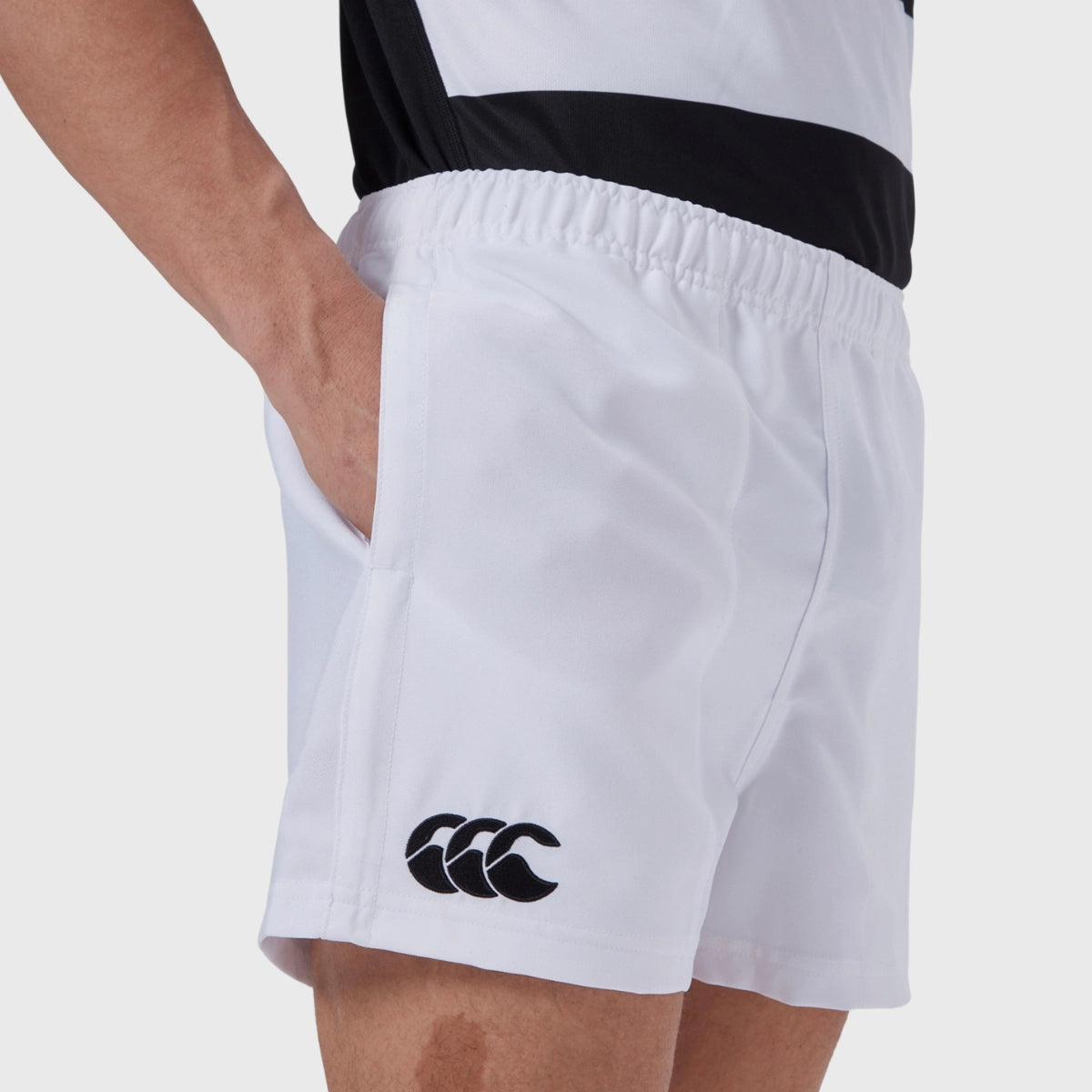 Canterbury Men's Rugby Shorts - Breathable White Drill Shorts with Pockets for Training & Match Play