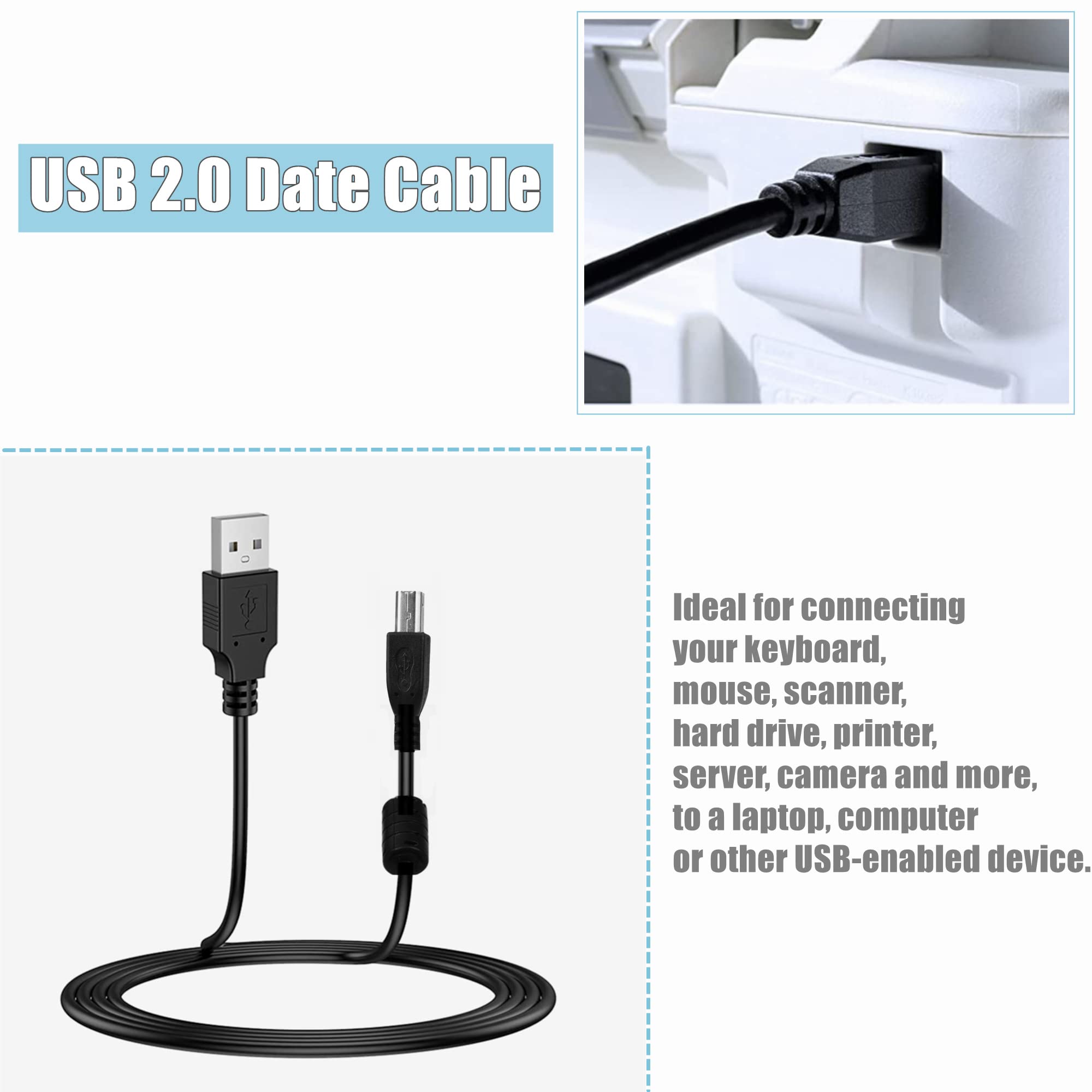 Original USB Cable for HP OfficeJet 4500 6000 6310 6500 Printers - 3.3ft Replacement Cord - Black | Perfect for Home Office & Small Business Printing Needs