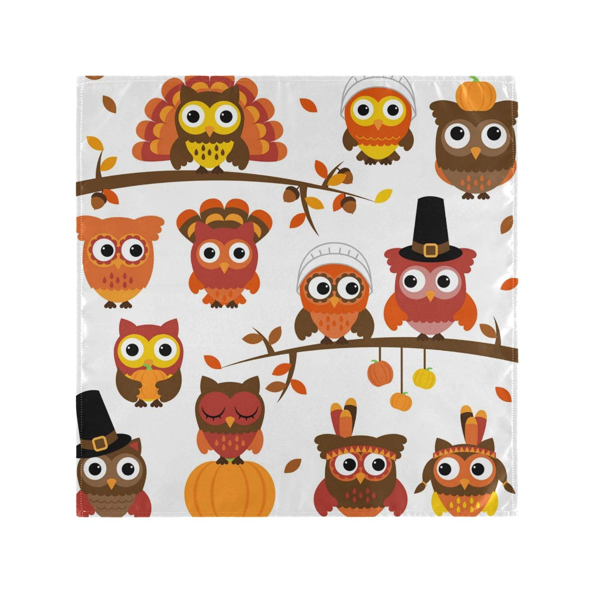 Premium Thanksgiving Owl Print Cloth Napkins - 20