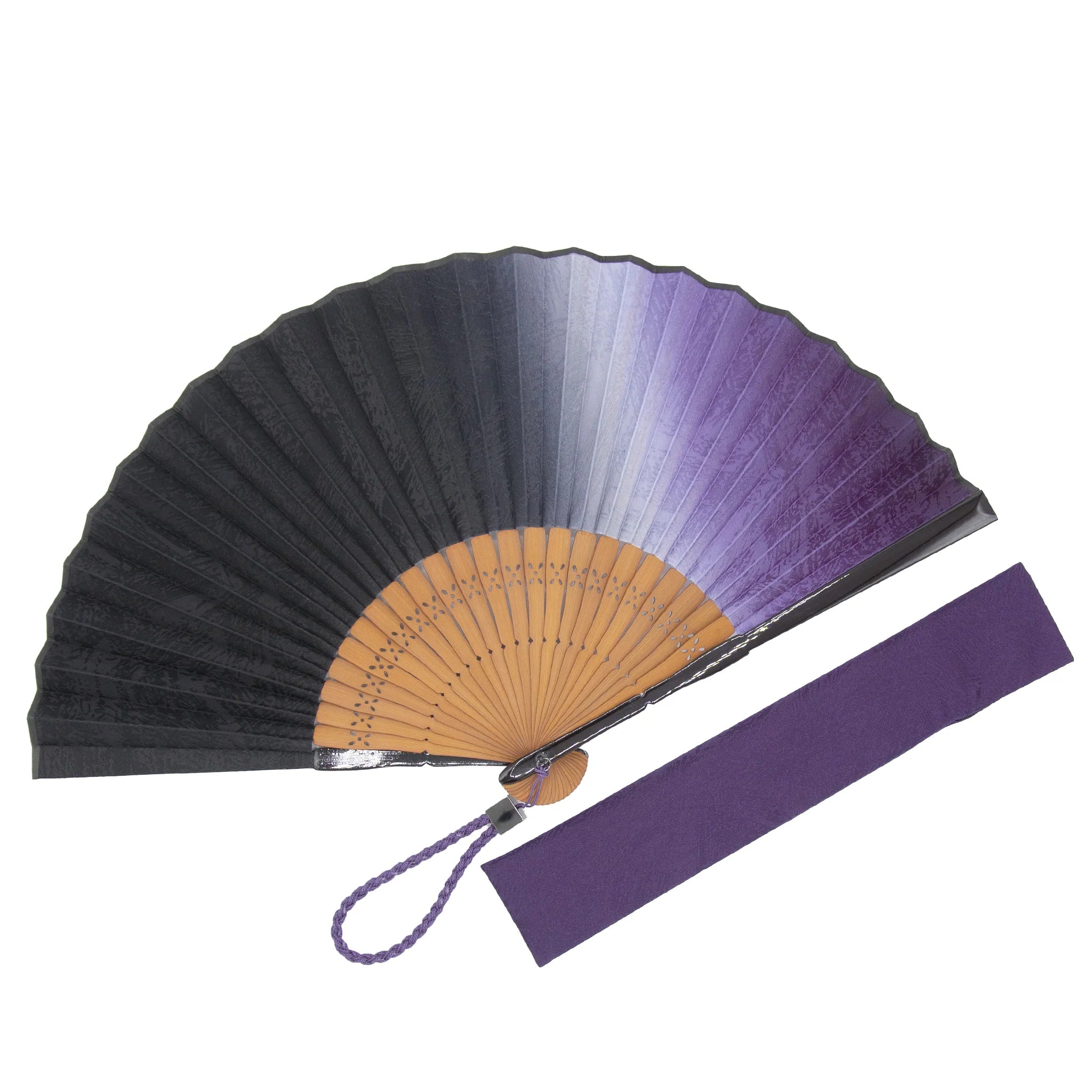 Authentic Kyoto Japanese Folding Fan for Men - Kōrozen Dark Blue Purple Handmade in Japan | Traditional Cooling Fan for Summer, Home Decor & Cultural Gift