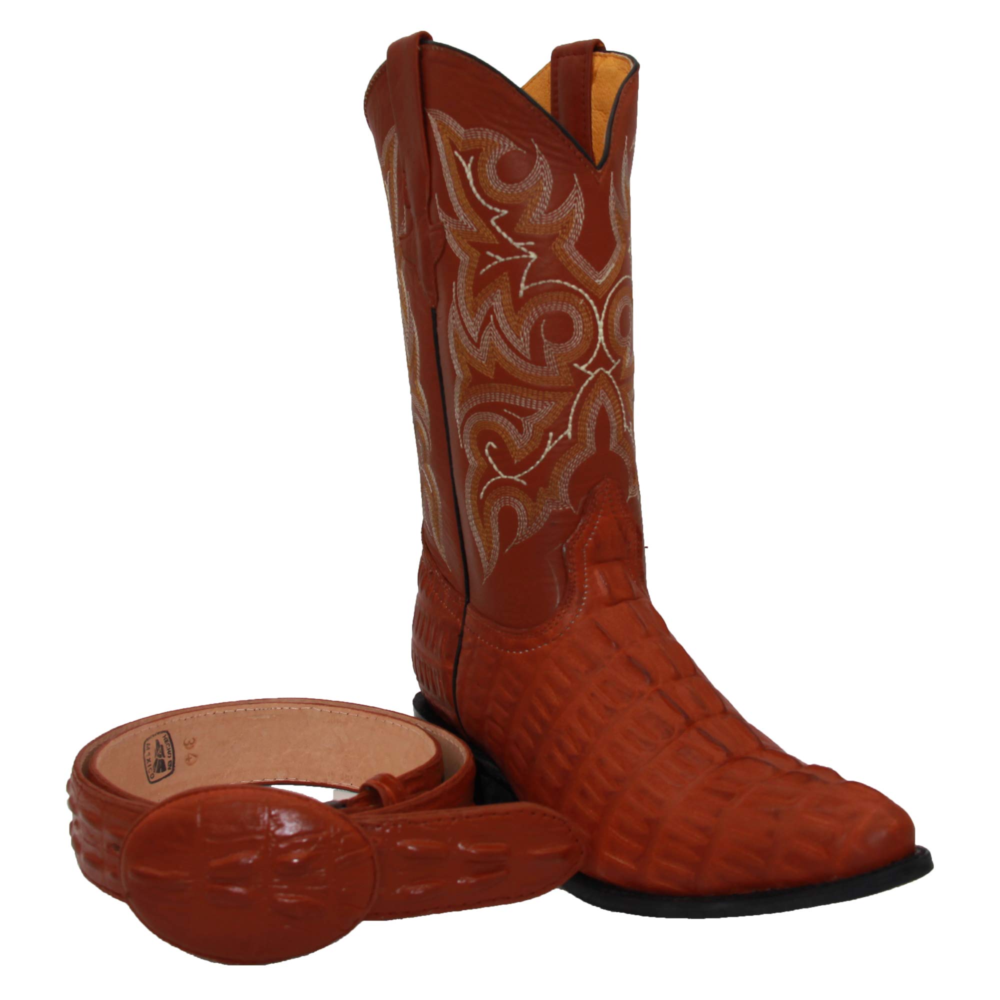 **Men's Genuine Leather Cowboy Boots - Alligator & Crocodile Design Western Boots with Free Belt - Perfect for Rodeo, Country Dance & Outdoor Adventures**