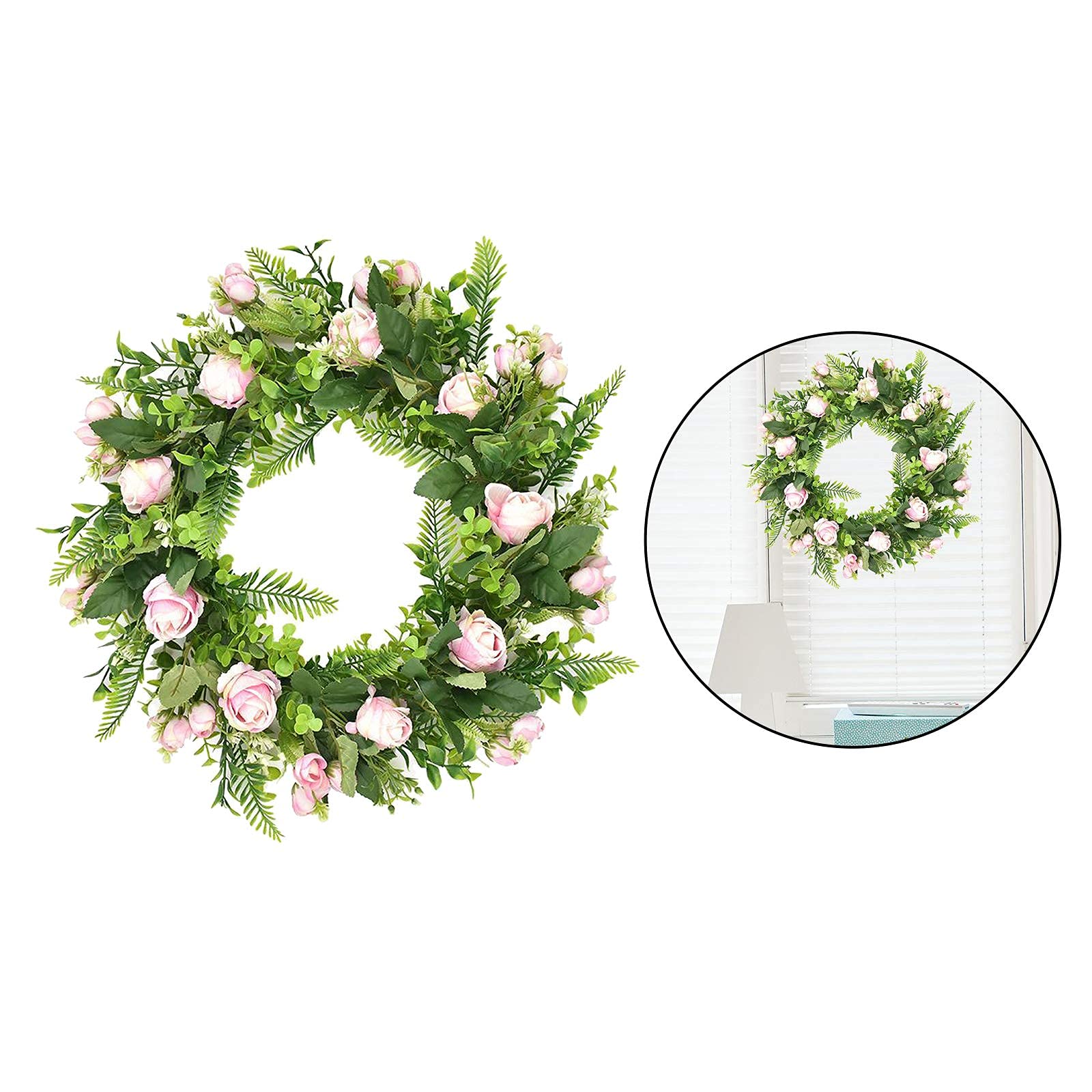 Handmade Artificial Daisy Rose Flower Garland Wreath - Pink Rose for Home Decor, Patio, Wedding, Birthday Party | Perfect for Wall Hanging, Door Decor, and Table Centerpieces