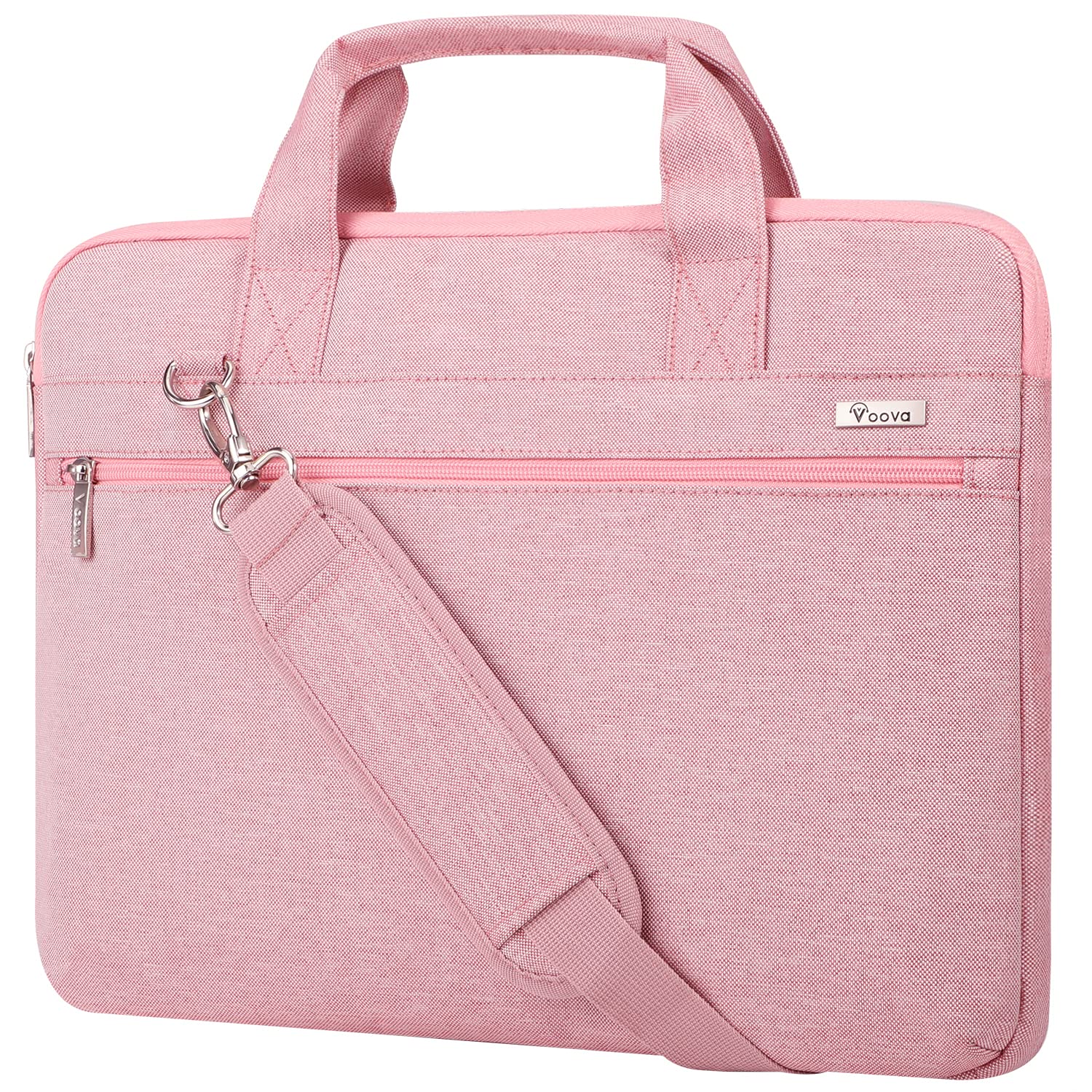 Voova 17.3 Inch Laptop Sleeve Case - 360° Protective Waterproof Laptop Bag with Adjustable Shoulder Strap | Compatible with 17-18 Inch Lenovo, Asus, Acer, Dell, HP | Slim Briefcase for Women & Men (Pink) | Perfect for Work, School, Travel & Business Meetings