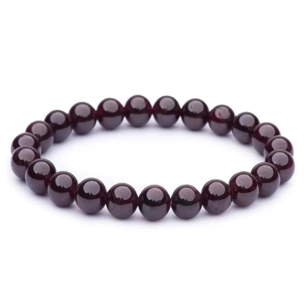 Natural Garnet Gemstone Smooth Bead Stretch Bracelet for Women - Healing Crystal Jewelry for Meditation, Yoga & Spiritual Wellness