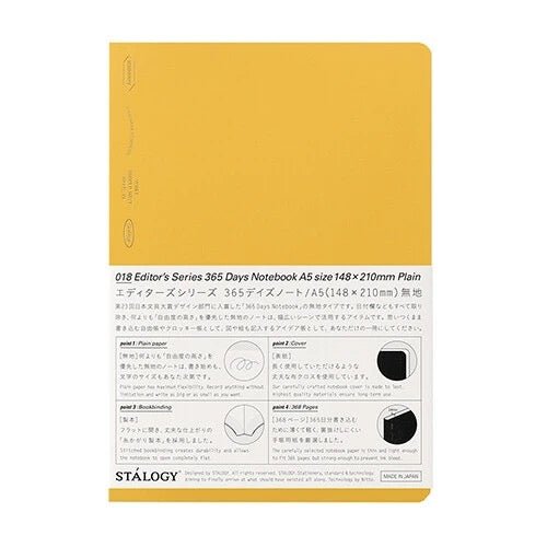 STALOGY Editor's Series 365 Days Notebook - A5 Grid Journal for Daily Planning, Sketching & Note Taking | Perfect for Bullet Journaling, Work Notes & Creative Writing | Nitto Brand