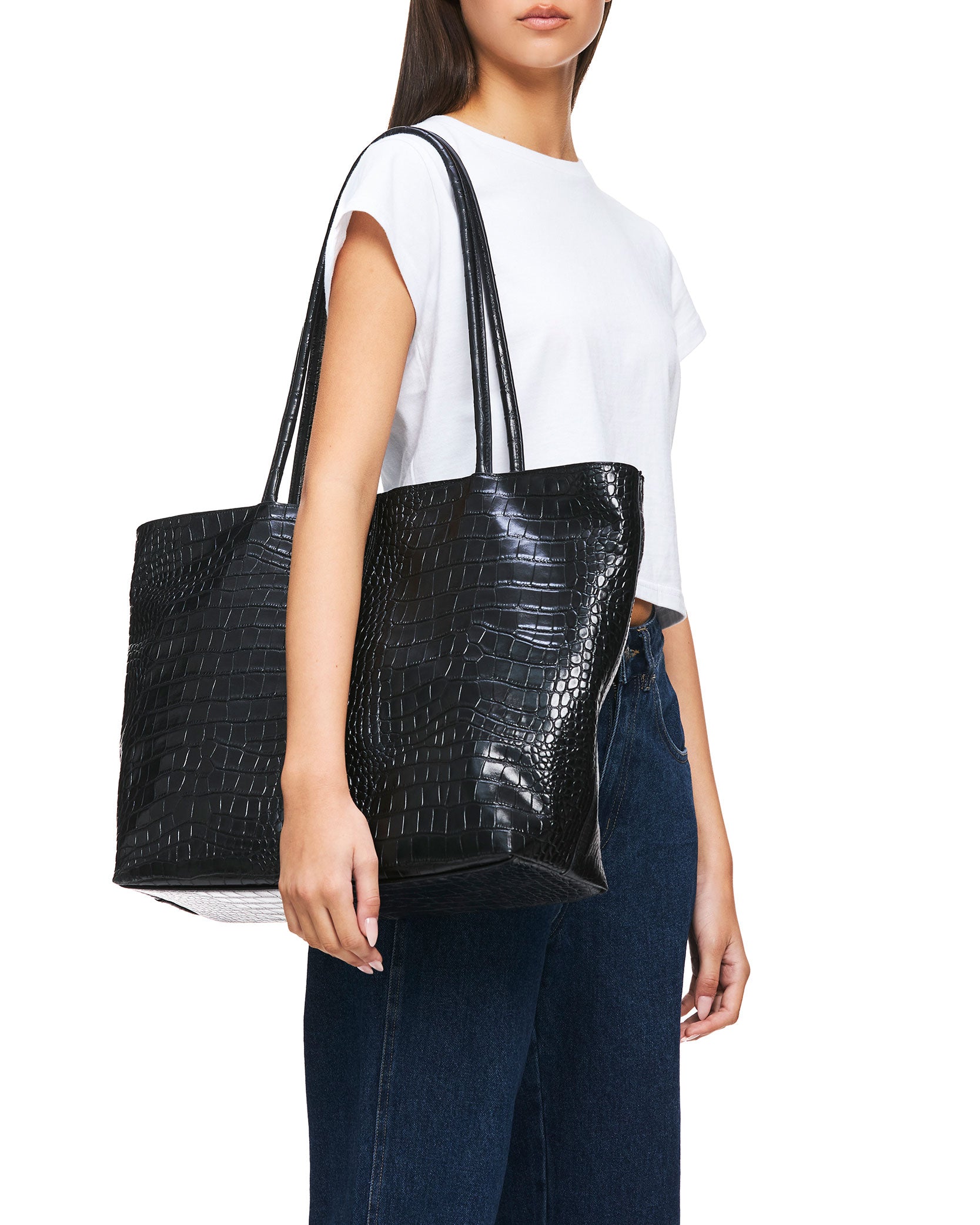 The Beau Croc Tote Bag - Stylish & Durable Genuine Crocodile Embossed Leather Handbag for Women | Perfect for Work, Travel & Everyday Use