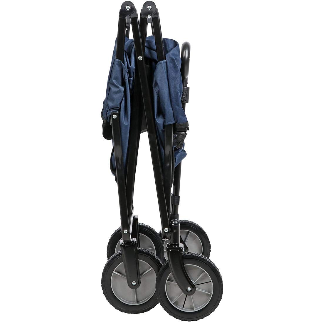 Foldable Wagon Cart with Removable Wheels, Cup Holders & Chair Storage - Navy Blue Collapsible Utility Wagon for Beach, Camping, Picnics & Outdoor Adventures