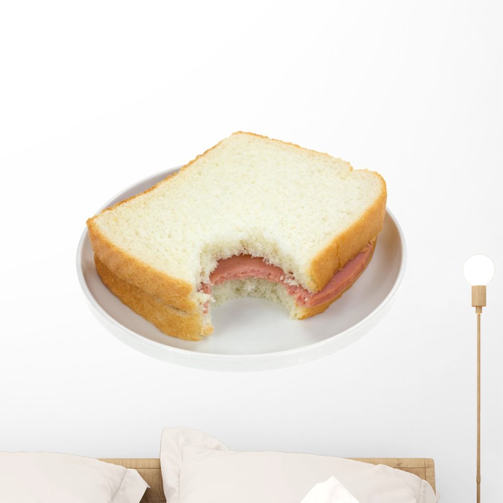 Wallmonkeys Bitten Baloney Sandwich on White Bread Wall Decal - Peel and Stick Graphic Art WM97567 (24