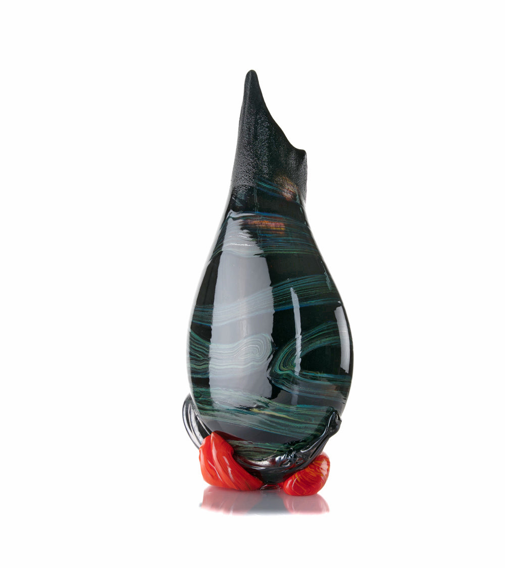 Daniel Moe Black Lava Trail 1 Glass Vessel - Modern Home Decor, Unique Centerpiece for Dining Table, Living Room, or Office