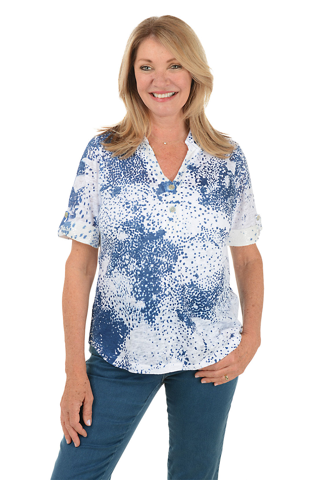 Spot Of Blue Women's Collared Knit Top | Casual Button Down Shirt for Work & Everyday Wear | Perfect for Office, Date Night & Weekend Outfits
