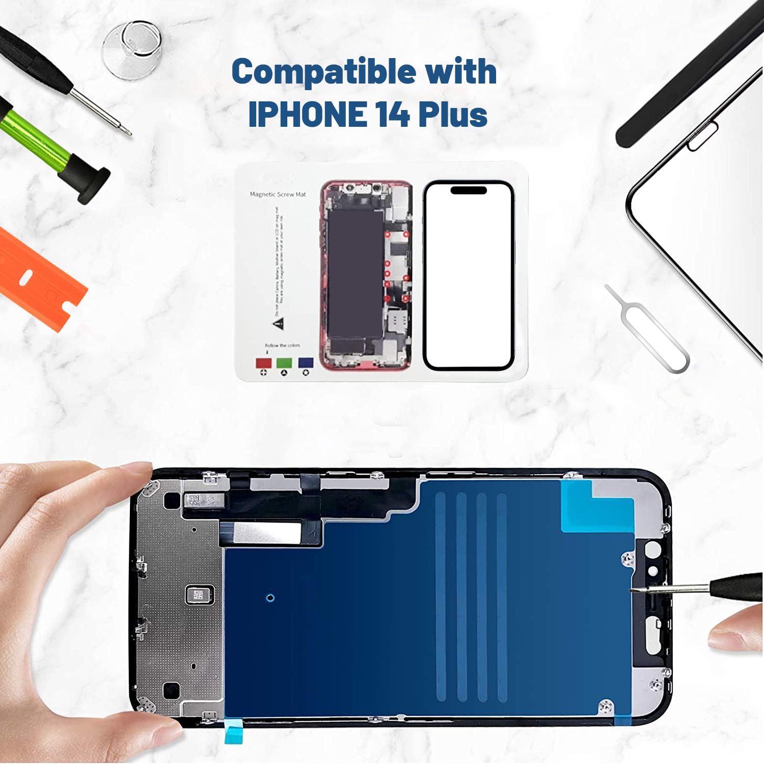 iPhone 14 Plus Screen Replacement - 6.7 Inch LCD Glass Repair Kit with Waterproof Adhesive (No OLED/Touch Digitizer) - Compatible with iPhone 14 Plus - Perfect for DIY Phone Repairs & Water Damage Protection