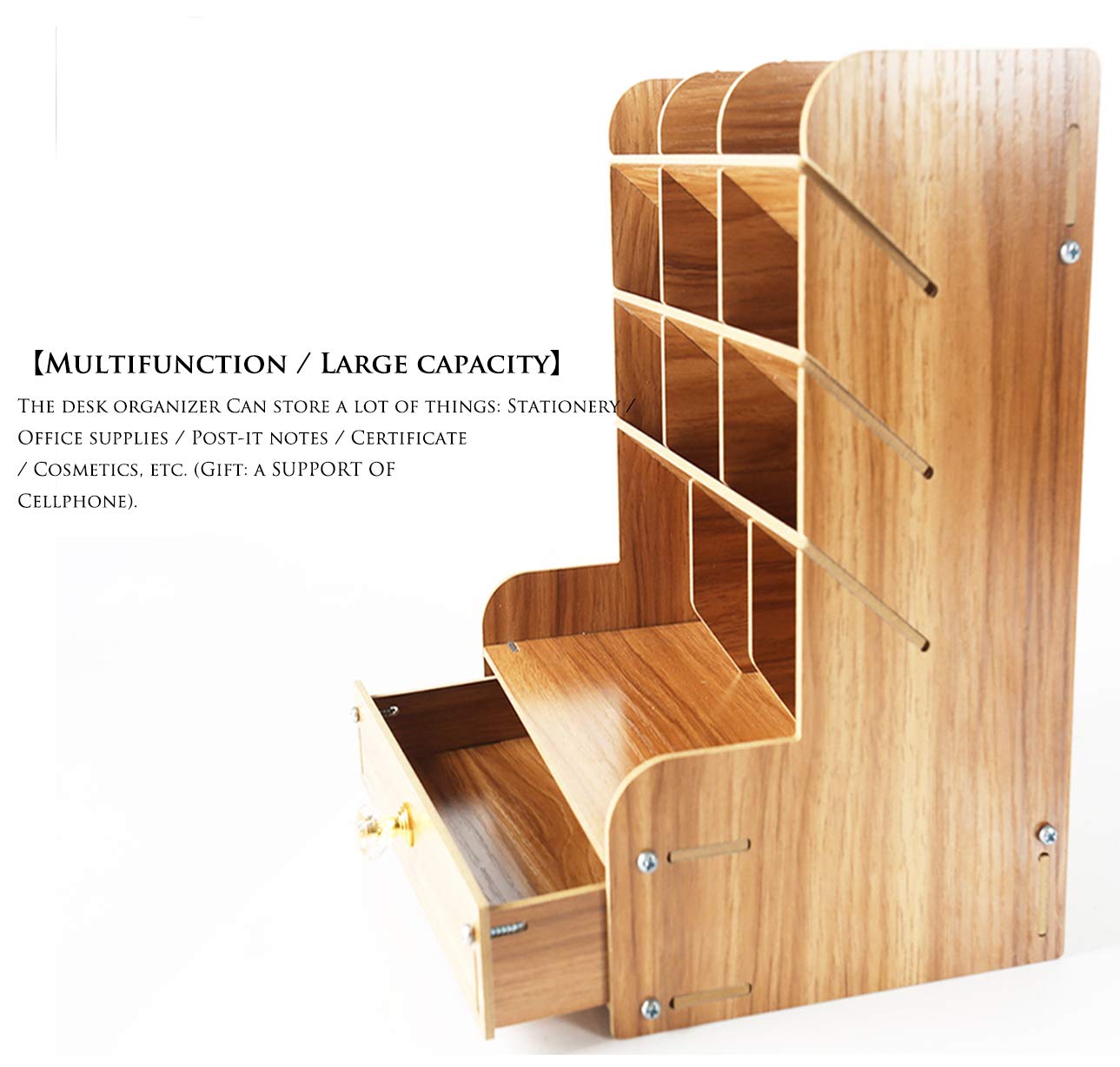 Catekro Wooden Desktop Organizer with Drawers - Desk & Art Supply Storage, Pencil Holders for Home Office - Perfect for Organizing Pens, Markers, Scissors & Craft Supplies on Your Workspace