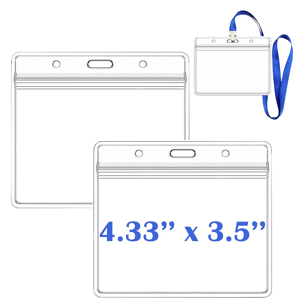 CDC Card Holder - 25pcs Horizontal ID Badge Protector with Lanyard, Business & Record Card Organizer for Office, School, Hospital & Events