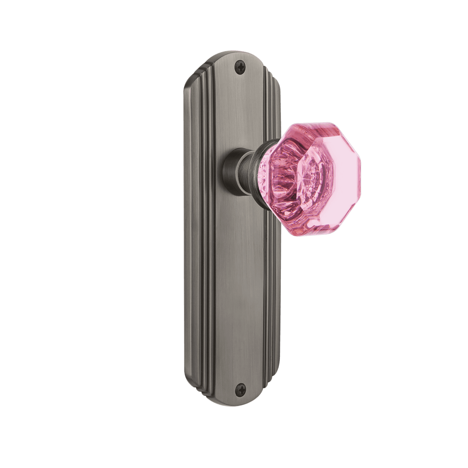 Vintage Antique Pewter Long Plate with Pink Waldorf Knob - Elegant Home Decor for Dining Table, Wall Display & Gift Giving