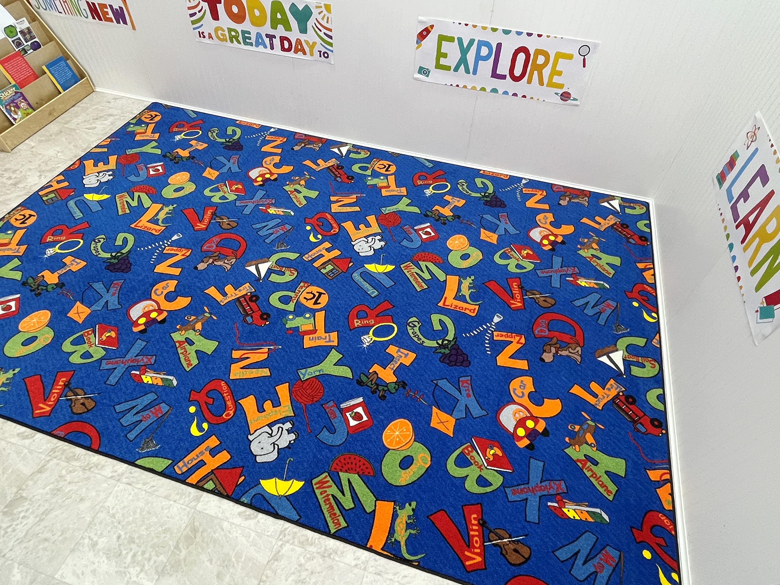 Educational ABC Alphabet Kids Carpet 4' x 6' - Multicolor Learning Rug for Toddlers & Children | Non-Slip Playroom, Bedroom & Classroom Rug | Perfect for Early Childhood Education, Reading Nook & Playtime