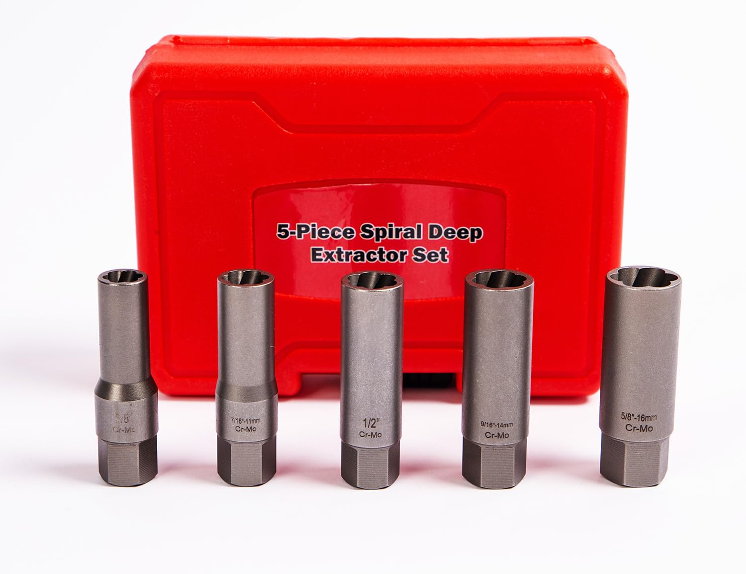5-Piece Spiral Bolt Extractor Set - Remove Broken Bolts & Studs Easily for Auto Repair
