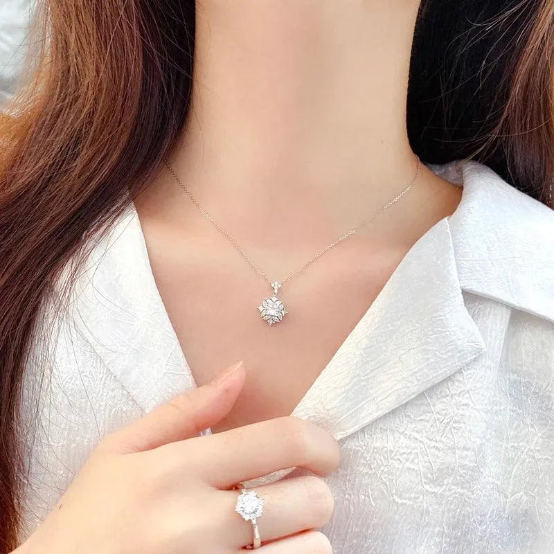 18K White Gold Diamond Pendant Necklace for Women - Luxury Shiny Wedding Jewelry with Real Natural Diamonds | Perfect for Bridal, Anniversary & Special Occasion Gifts