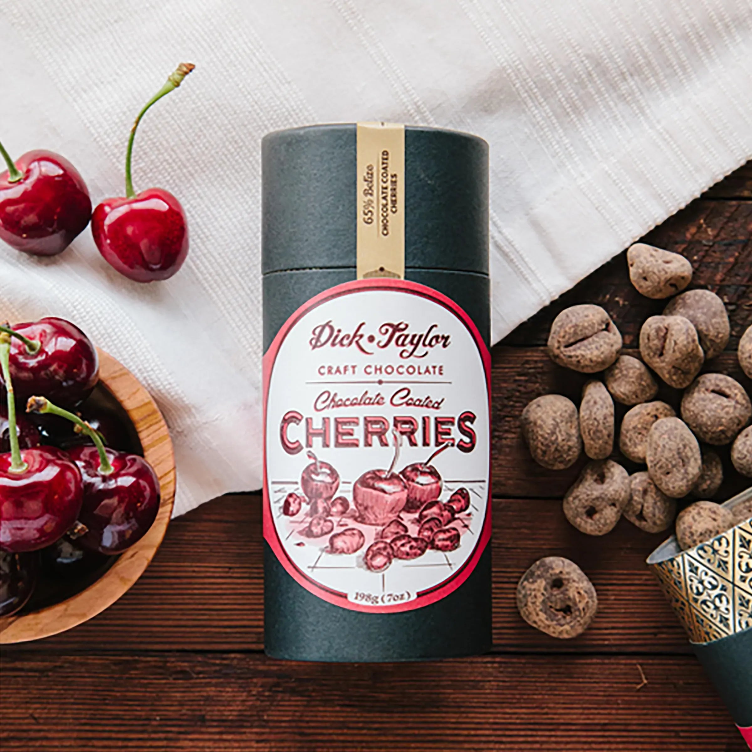 Premium Dick Taylor 65% Dark Chocolate Covered Cherries - Gourmet Gift for Holidays, Parties & Dessert Platters