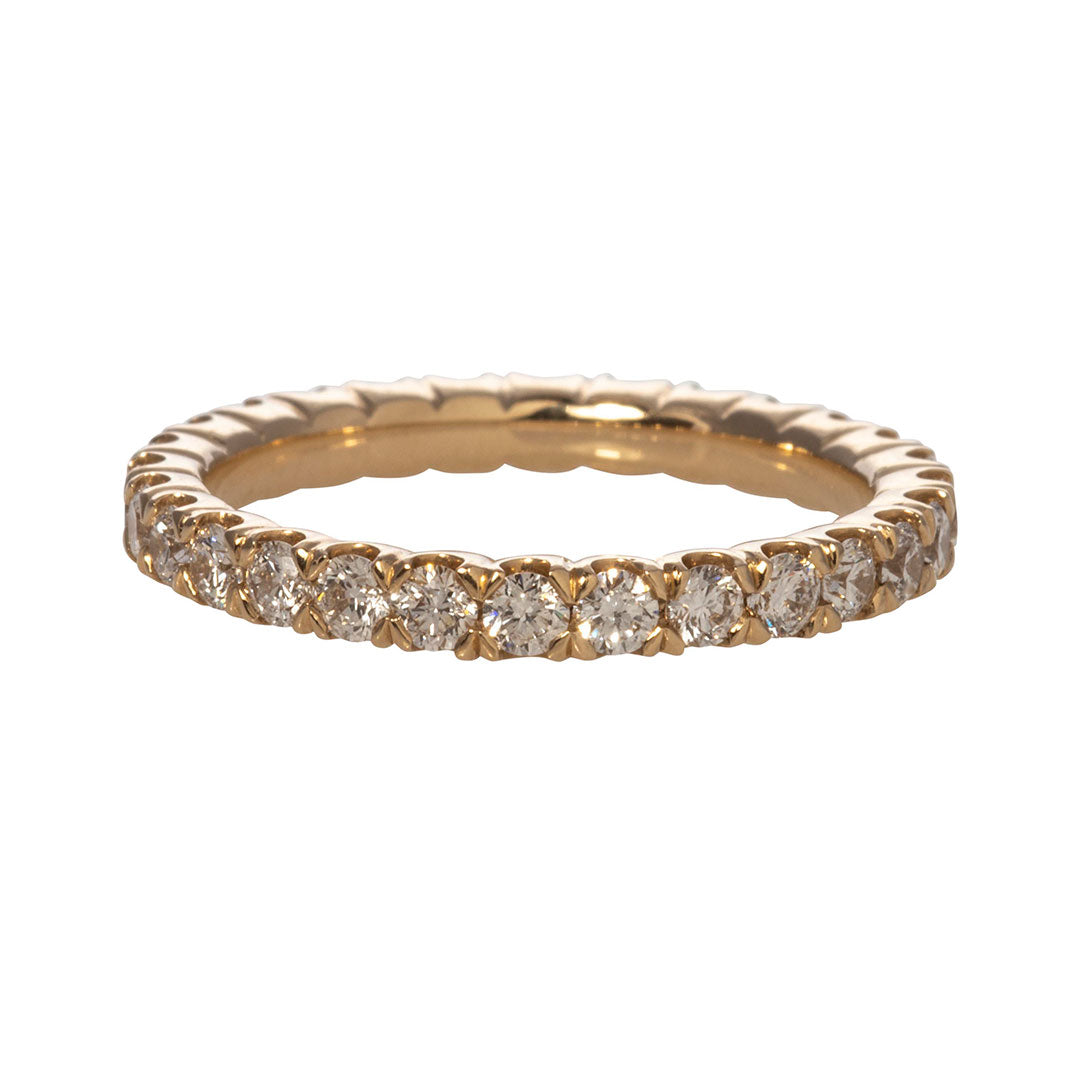 1.13ctw Diamond Eternity Band Ring 14K Yellow Gold Wedding Anniversary Stackable Jewelry for Women