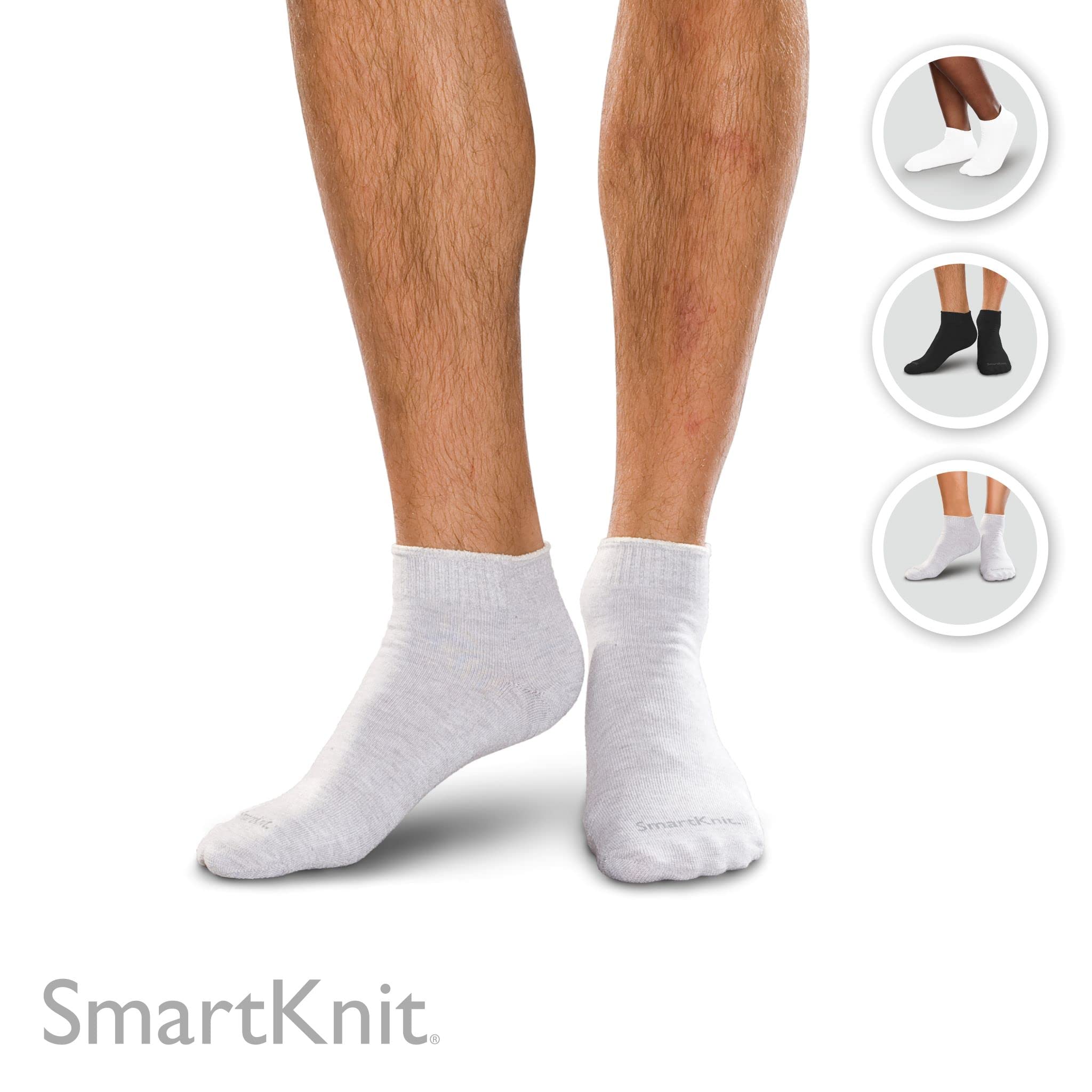 Seamless Diabetic Mini Crew Socks - 3 Pack (6 Pairs) - Ultra Soft Non-Binding Comfort Socks for Men & Women - Ideal for Diabetes, Swollen Feet & All-Day Wear