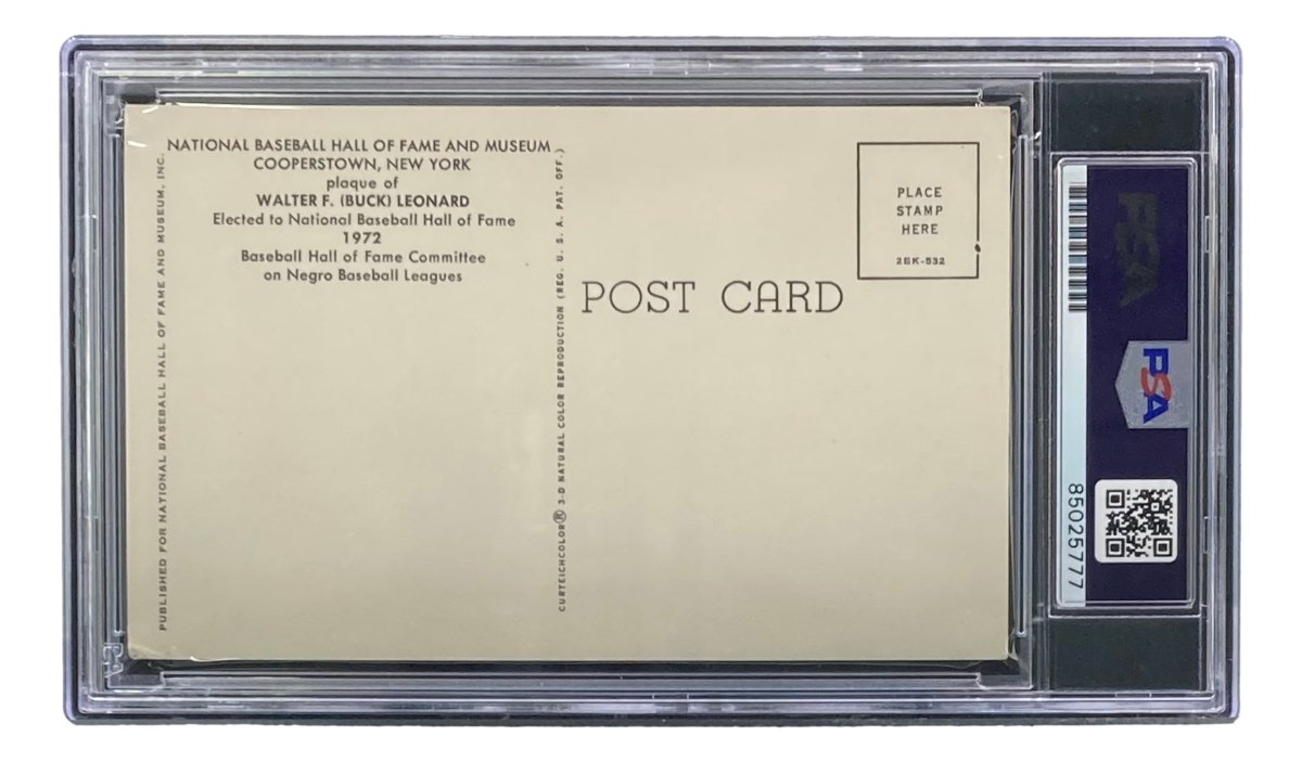 Buck Leonard Autographed 4x6 Homestead Grays Baseball Card with HOF Plaque - PSA/DNA Certified #85025777 - Perfect for Sports Memorabilia Collectors and Baseball Fans Display