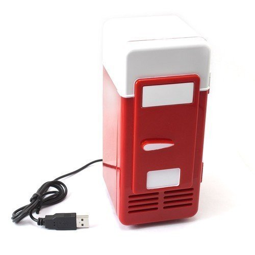 Mini USB Fridge - Portable Cooler & Warmer for Drinks in Car/Office (Red)