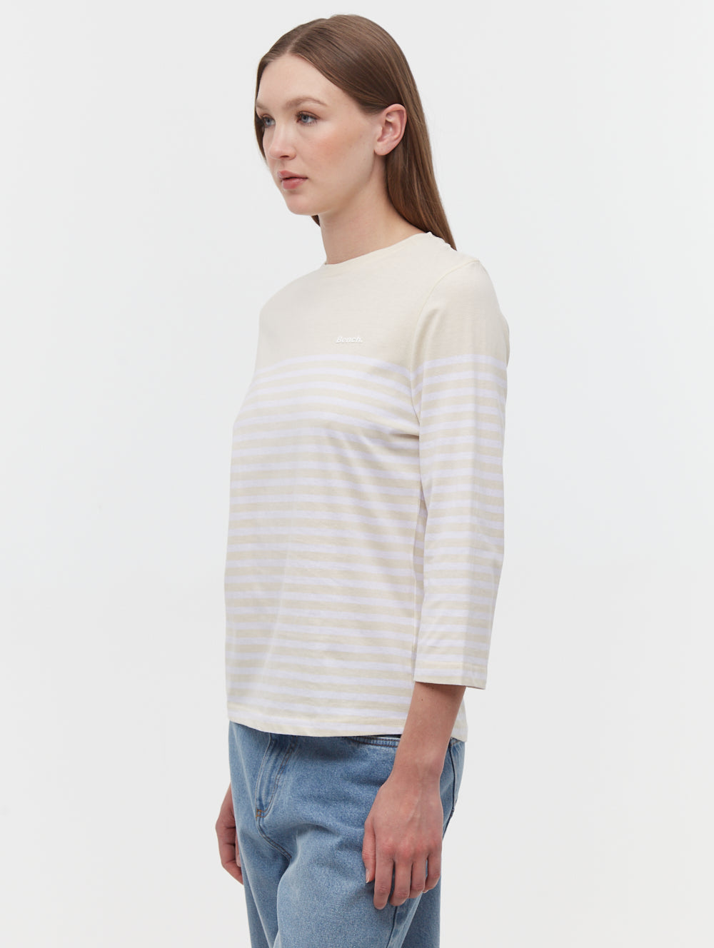 Arian Nautical Stripe 3/4 Sleeve T-Shirt for Men - Casual Striped Tee for Summer, Beach, and Outdoor Activities