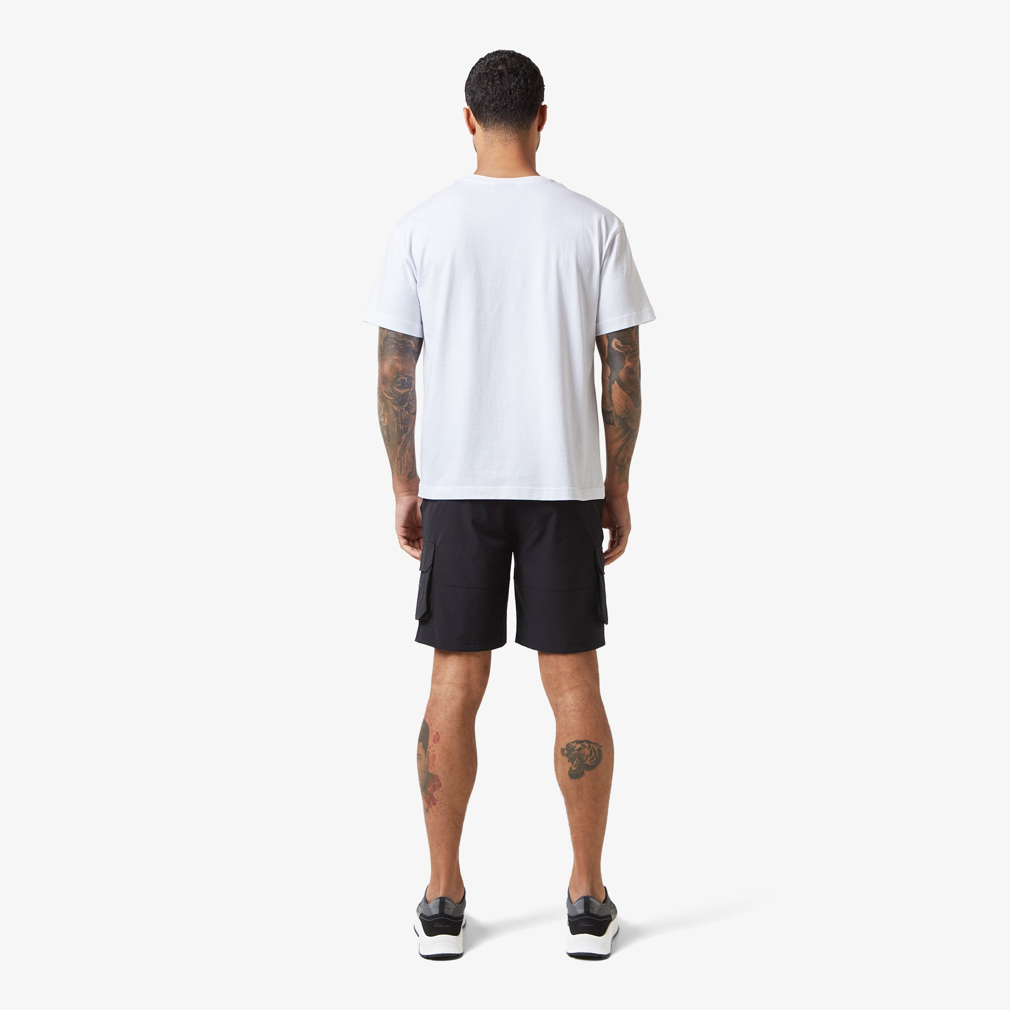 Tech Stretch Poly Cargo Shorts for Men - Comfortable Black Workout & Outdoor Hiking Shorts with Multiple Pockets | Perfect for Gym, Running, Travel & Casual Wear