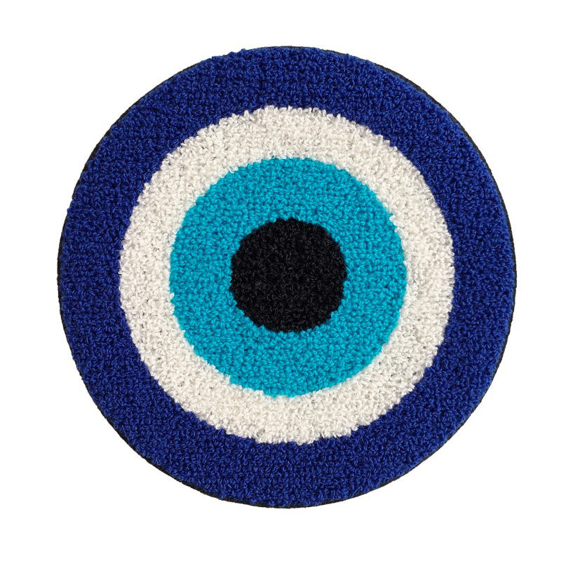 Evil Eye Embroidered Coaster Set of 4 - Handmade Spiritual Protection Drink Coasters - Perfect for Home Decor, Coffee Table, and Gift Giving