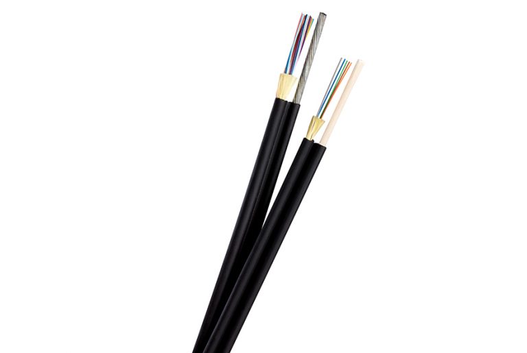 High-Speed OM4 Multimode Aerial Fiber Optic Cable - 10G Ethernet, Outdoor PE Jacket with Messenger Wire - Ideal for Long-Distance Network Installations & Harsh Weather Conditions
