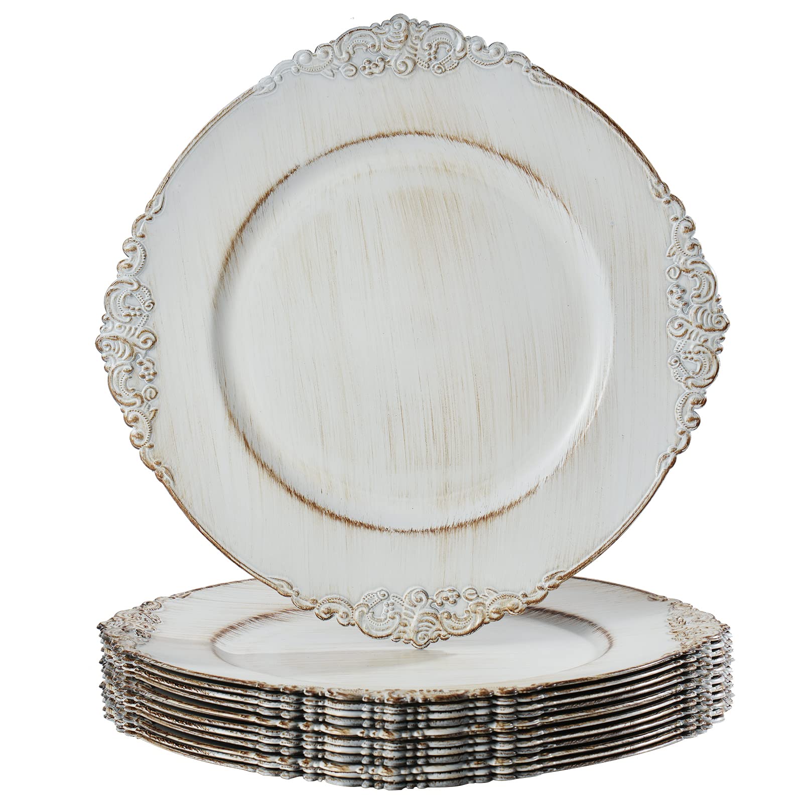 MAONAME Antique White Charger Plates Set of 12 - 13