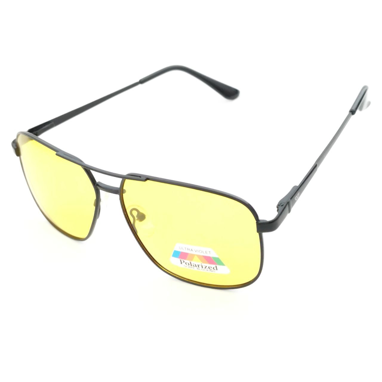Polarized Night Vision Driving Glasses for Men & Women - Rectangle Pilot Yellow Lens - UV Protection, Anti-Glare - Perfect for Night Driving, Motorcycle Riding & Outdoor Activities